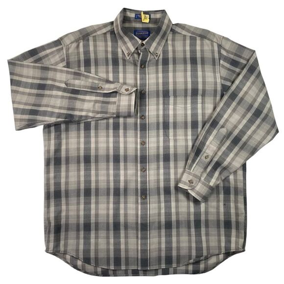 Sir Pendleton Mens XL Gray Plaid Long Sleeve Button Down Dress Shirt - Picture 1 of 9